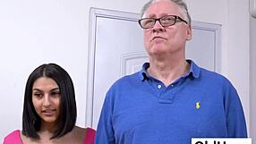 Sarah Cute and Lylyta Yung Deepthroat Suck Old Man's Monster Cock Closeup POV