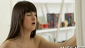 dude lusts hard licking petite teen's natural small tits doggystyle rough