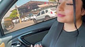 Colombian teen prostitute interrupts workout for public car deepthroat creampie with monster cock