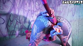 tattoo punk slut toys her ass pussy in solo dp
