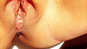 Sexy Mature Blonde Spreads Huge Gaping Shaved Pussy Lips And Clit