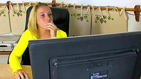 love how the secretary sways her curves so well