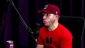 guy uses vibrator on naughty latina's pussy after bathroom stall hookup. he wonders about liberal relationship with swinging couple on sheer red