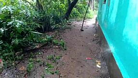 Step-Mom's Huge Boobs Tease with Big Dildo Masturbation in Outdoor Rain