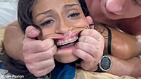 skinny braces slut breiny zoe gags on rough anal fisting and puke