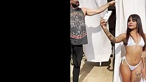 Skinny colombian latina slut craves white cock in casting creampie