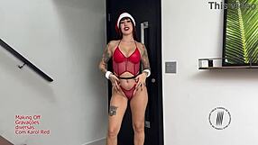 behind the scenes christmas scene with curvy latina karol red featuring dirty talk and monster cock riding