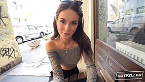 i fill tiny brunette liz ocean's tight pussy with creampie after doggystyle and cowgirl riding my big cock