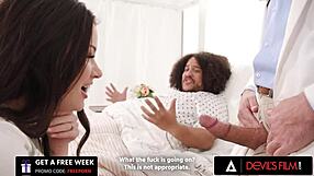 Alison Rey fucks boyfriend's doctor right in front of him from DevilsFilm