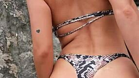 Petite Beach Hottie Flashes Boobs from Sexy Bikini Outdoors