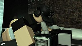 Roblox girl sucks boyfriend's cock while he sleeps in bed