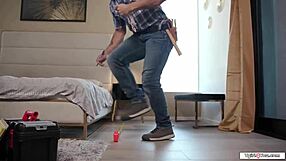 i found busty shemale client's panties then oral fun