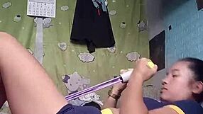 petite asian babe tones tight body in sexy workout shorts and fitness routine