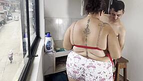 Risky fuck with big ass colombian neighbor ends in cumshot