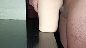 curvy sally takes huge cock anal bent over desk with creampie between fat thighs and gaping