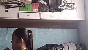 petite asian babe tones tight body in sexy workout shorts and fitness routine