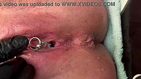 Pierced Clit Housewife Rubs Hard in Latex Gloves with Gushing Pee Stream