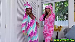 callie black and gaby ortega finger and lick pussies in sexy onesies