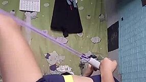 petite asian babe tones tight body in sexy workout shorts and fitness routine