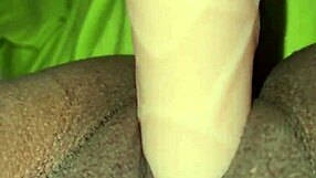 Latina Fingers Pussy with Brother's Huge Gifted Dildo Toy
