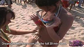 Bikini babes flash big boobs and wet pussies at wild Texas beach bash