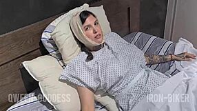 doctor babe helps patient cum fingering licking huge tits pov