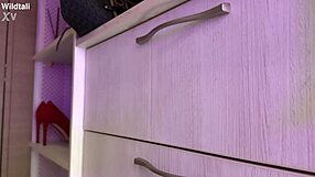 hey check her washing those big tits big pussy lips then riding huge anal toys