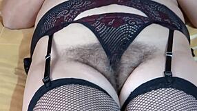 Stepmom's thick pubic hair peeks from panties in erotic homemade tease
