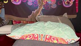 adorable petite teen stuffs panties deep in pussy with dildo play