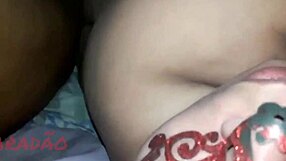 Fat submissive wife licks ass while cuckold watches her saggy tits bounce