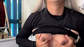 Rica transexual crossdresses in sportswear teasing her cock before squirting thick leche everywhere