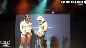 Brunette Big Ass Tits Blowjob in Star War-Ass