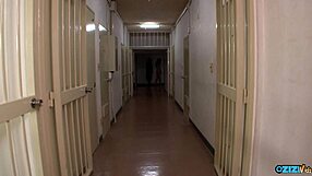 horny cop fucks bitch outside her dumb prison cell