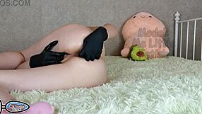 stepsister pisses in latex gloves masturbating buttplugged ass huge clit