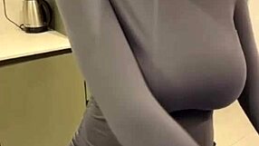 After outdoor massage he unloads on stepmom's big milky natural tits while she licks clean