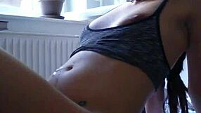 Rough cowgirl ride hairy rasta pussy cums hard tattoo teen frenzy