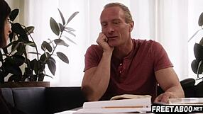 sleepover turns wild as big cock stepdad bends horny teen over for rough doggystyle creampie