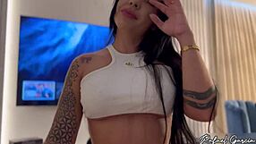 Neighbor babe lured for movie turns into hard pussy pounding and facial