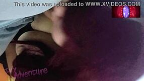 Suck that cuckold husband cock and spray cum all over huge tits!