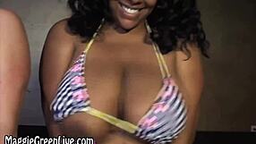 maggie green's huge natural tits barely fit that bra?