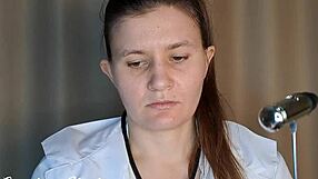 Toxic Russian Doctor's Mouth Dominated by Patient's Monster Cock During Examination Cumshot