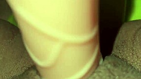 Latina Fingers Pussy with Brother's Huge Gifted Dildo Toy