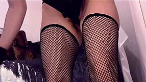check out this close pussy masturbation in fishnets gloves leggings and stockings
