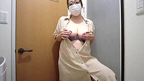 a married japanese bride sneaks standing masturbation pleasure under her wedding dress