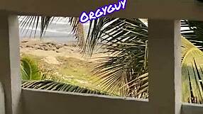 slutty housewife flashes shaved pussy at beach resort outdoor teasing strangers with her whore vibes