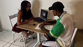 left girlfriend studying at friend's he rams big bbc in her teen latina ass cuckold