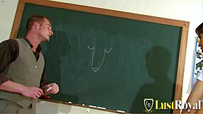 Pervy teacher bends over slender student for hardcore assfucking cowgirl pussy ride
