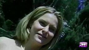 A blonde with hairy cunt big fake tits drilled outdoors poolside