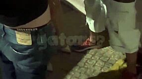 wife flashes pussy at club then fucks two young studs in car for hubby