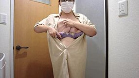 a married japanese bride sneaks standing masturbation pleasure under her wedding dress